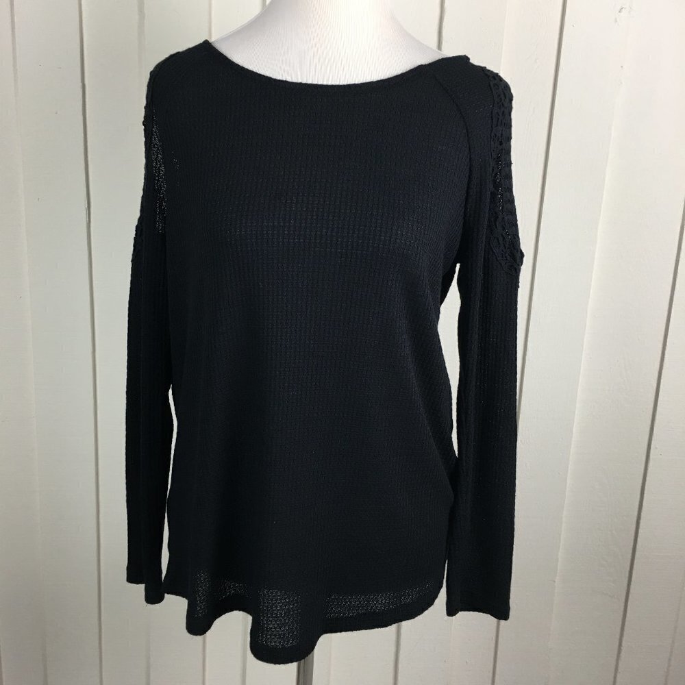 RXB Pullover Cold Shoulder Knit Top Black